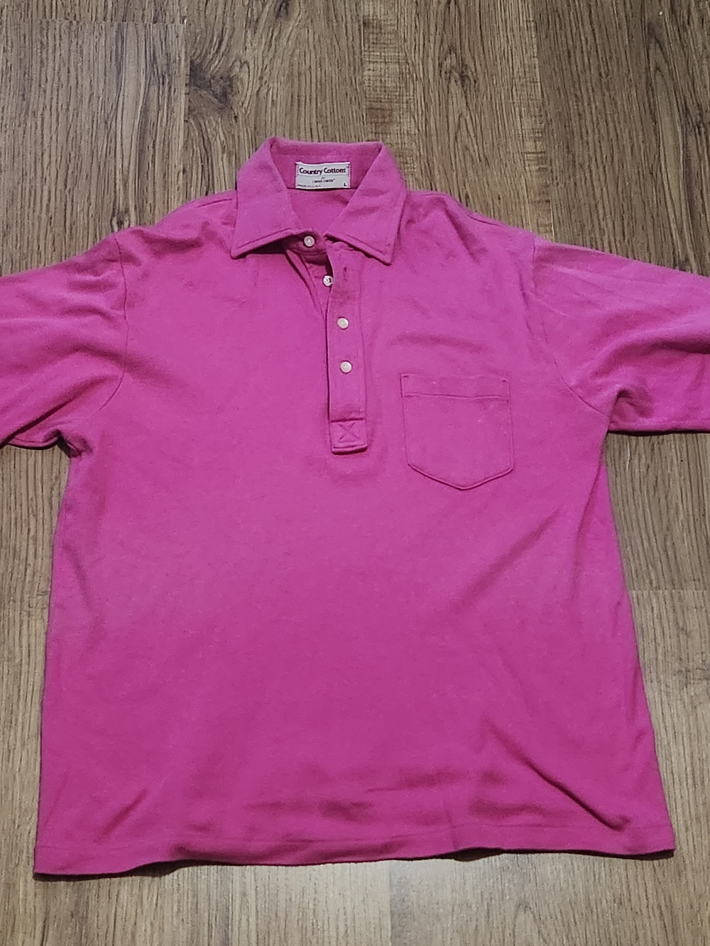 Courtney Cotton Men’s Short-Sleeve Polo in Bright Pink with Chest Pocket